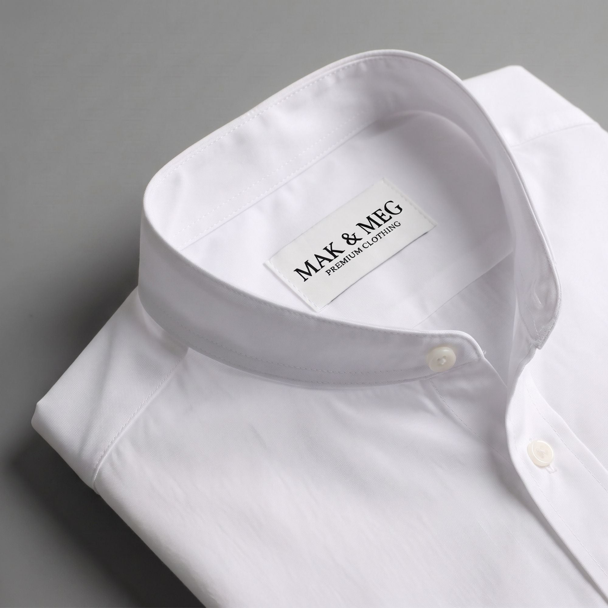 Poplin Mandarin Collar White Shirt