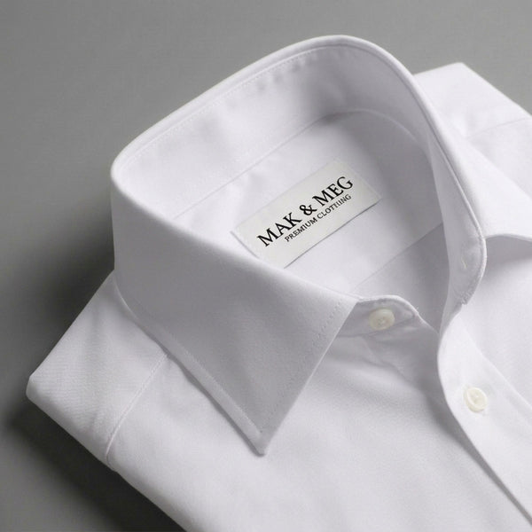 Poplin Slim Fit Spread Collar White Dress Shirt
