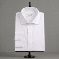 Poplin Slim Fit Spread Collar White Dress Shirt