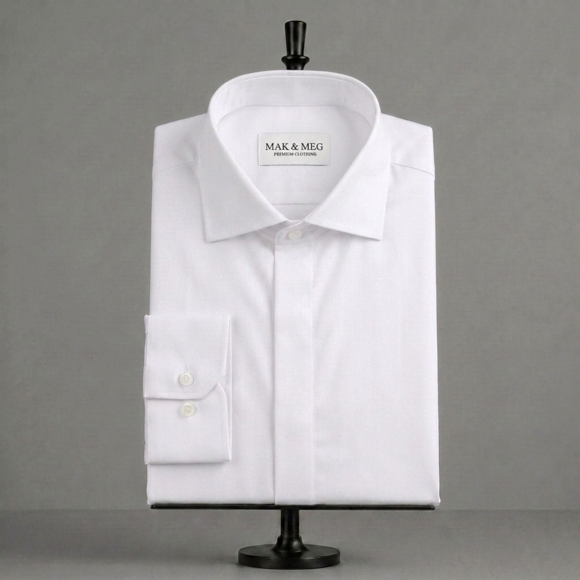 Poplin Slim Fit Spread Collar White Dress Shirt