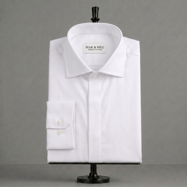 Poplin Slim Fit Spread Collar White Dress Shirt