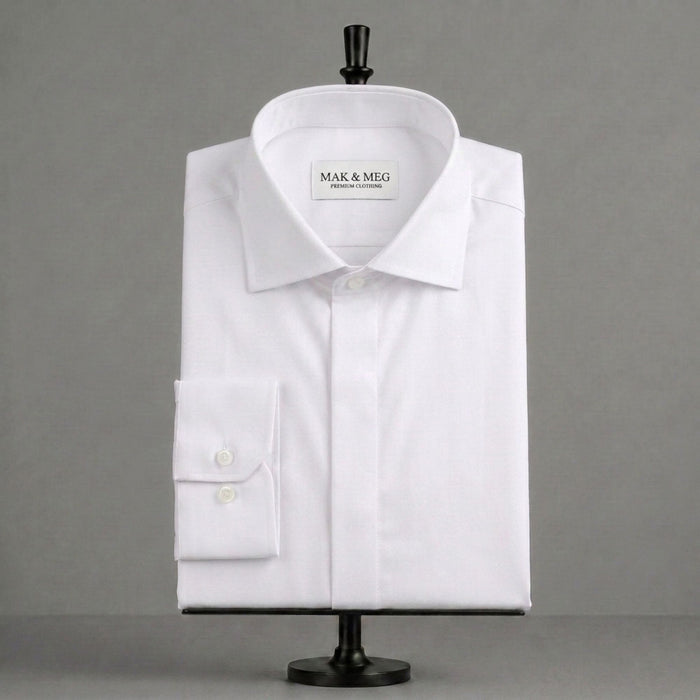 Poplin Slim Fit Spread Collar White Dress Shirt
